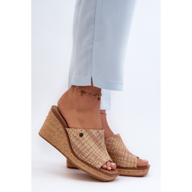 Sergio Leone Damen Keil-Flip-Flops KL213 Beige 1