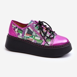 Damen-Ledersneaker mit Plateausohle Maciejka 06479-15 Fuchsia rosa 1