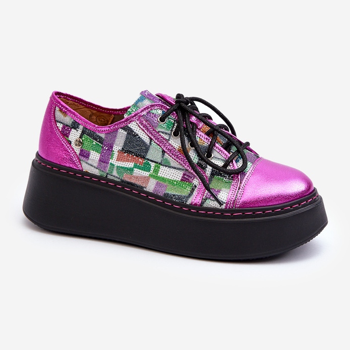 Damen-Ledersneaker mit Plateausohle Maciejka 06479-15 Fuchsia rosa 1