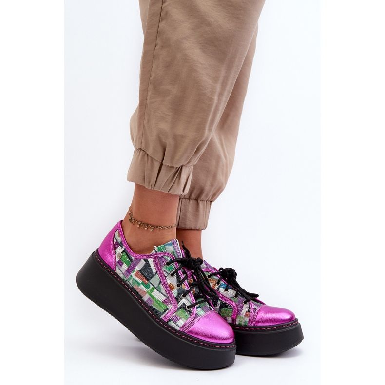 Damen-Ledersneaker mit Plateausohle Maciejka 06479-15 Fuchsia rosa 2