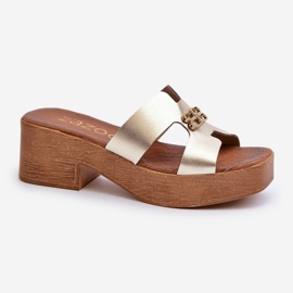 Zazoo 40412 Elegante Damen-Flip-Flops aus Leder mit Goldverzierung golden 1