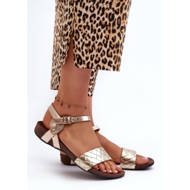 Zazoo 40027 Flache Damen-Ledersandalen, Gold golden 2