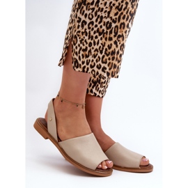 Zazoo 40327 Slip-On-Sandalen aus Leder, Beige 2