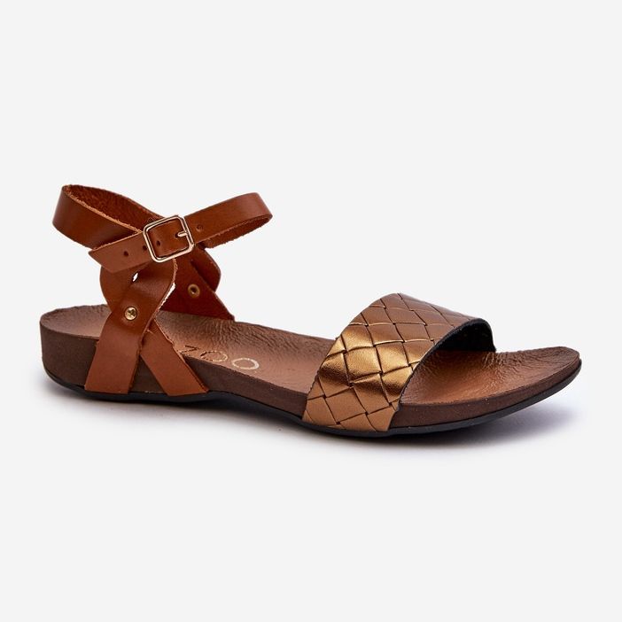 Zazoo 40027 Flache Damen-Ledersandalen, Kupfer braun 1