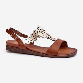 Sergio Leone SK070H Flache Damensandalen, Braun 1