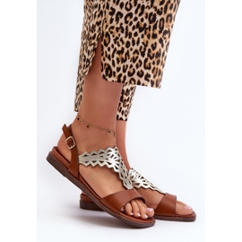 Sergio Leone SK070H Flache Damensandalen, Braun 2