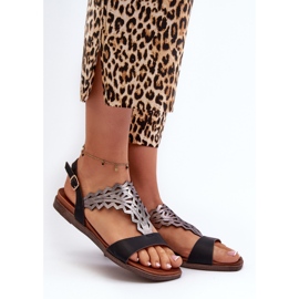 Sergio Leone SK070H Flache Damensandalen Schwarz 2