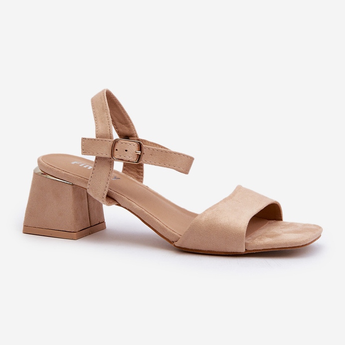 Damen-Sandalen auf Block aus Öko-Wildleder Beige Leisha 1