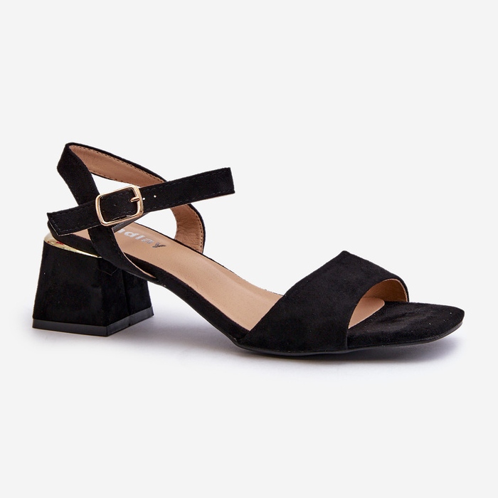 Damensandalen auf einem Block aus Öko-Wildleder, schwarze Leisha 1