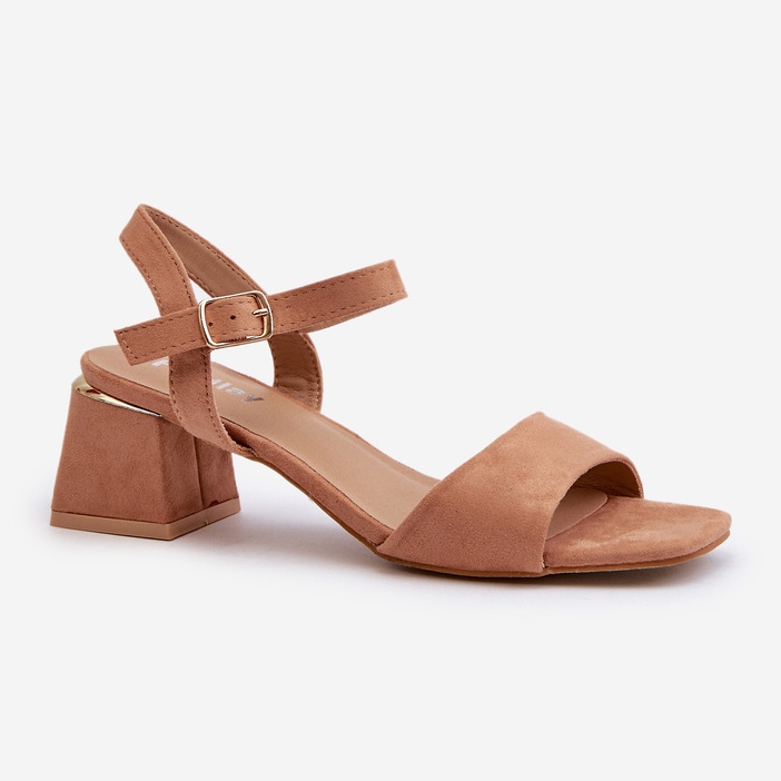 Damen-Sandalen auf Block aus Öko-Wildleder Camel Leisha beige 1
