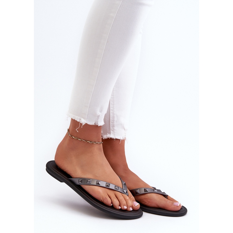 Flache flexible Damen-Flip-Flops ZAXY JJ285297 Grau-Schwarz 2