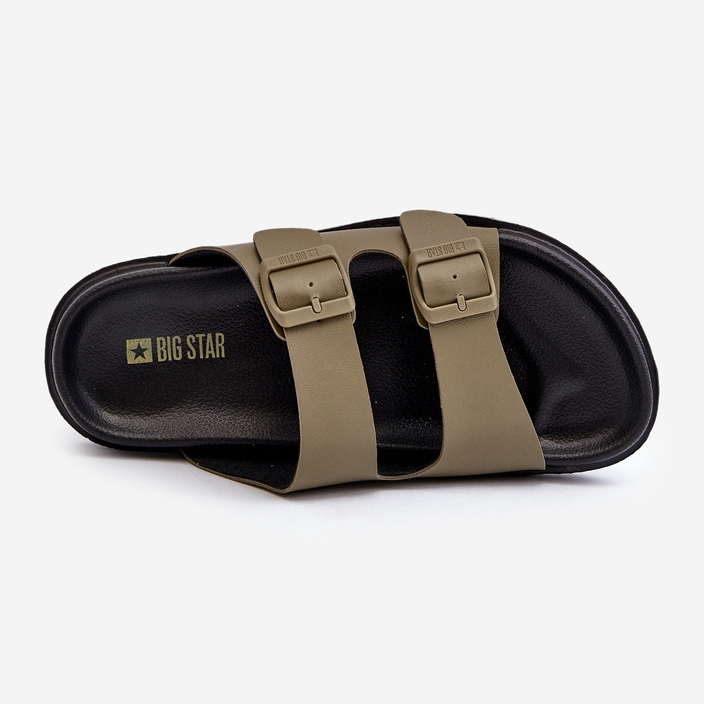 Helle Herren-Flip-Flops mit Schnallen Big Star NN174592 Dunkelgrün 1