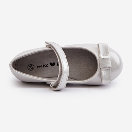 Glänzende Ballerinas für Kinder mit silberner Fiorelle-Klettschleife silber- 2