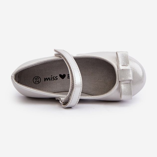 Glänzende Ballerinas für Kinder mit silberner Fiorelle-Klettschleife silber- 2