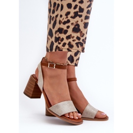 Damen-Sandalen mit hohem Absatz aus Öko-Wildleder, Gold Ronvia golden 2