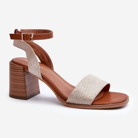 Damen-Sandalen mit hohem Absatz aus Öko-Wildleder, Gold Ronvia golden 1