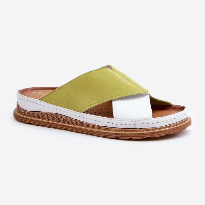 Lederprofilierte Flip-Flops Maciejka 04986-11 Limette weiß 1