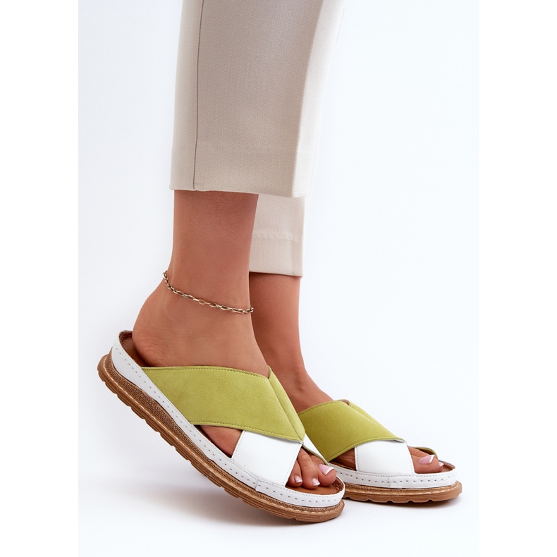 Lederprofilierte Flip-Flops Maciejka 04986-11 Limette weiß 2