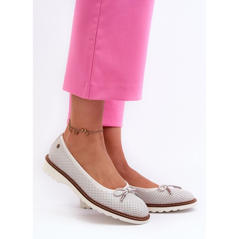 Durchbrochene Ballerinas für Damen aus Naturleder Maciejka P6509-11 Weiß 2