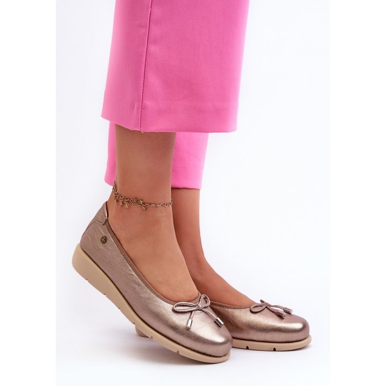 Elegante Damen-Ballerinas aus Naturleder Maciejka P6504-25 Gold golden 2