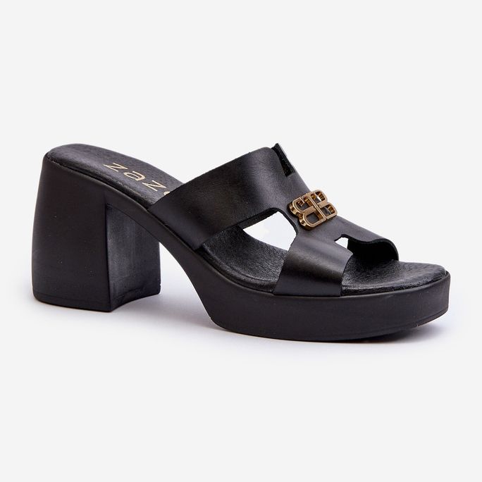 Zazoo 40419 Damen-Flip-Flops aus Leder mit Ausschnitten und Verzierung, Schwarz 1