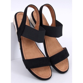 Schwarze Espadrille-Sandalen mit niedrigem Keilabsatz von Amalf 1