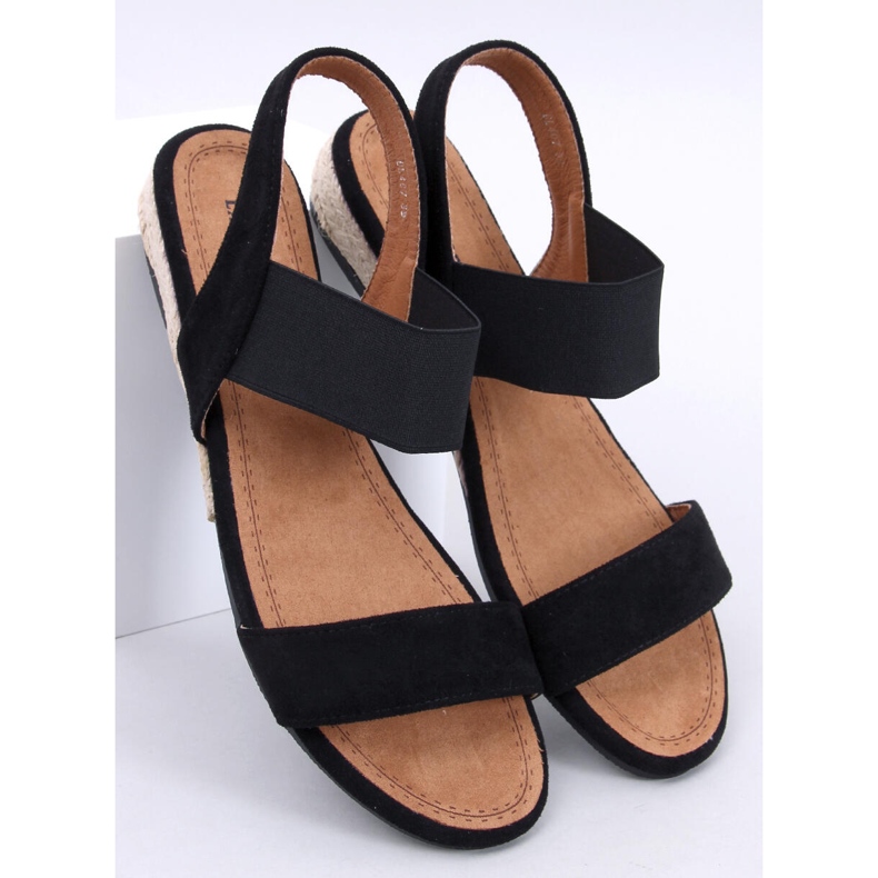 Schwarze Espadrille-Sandalen mit niedrigem Keilabsatz von Amalf 1