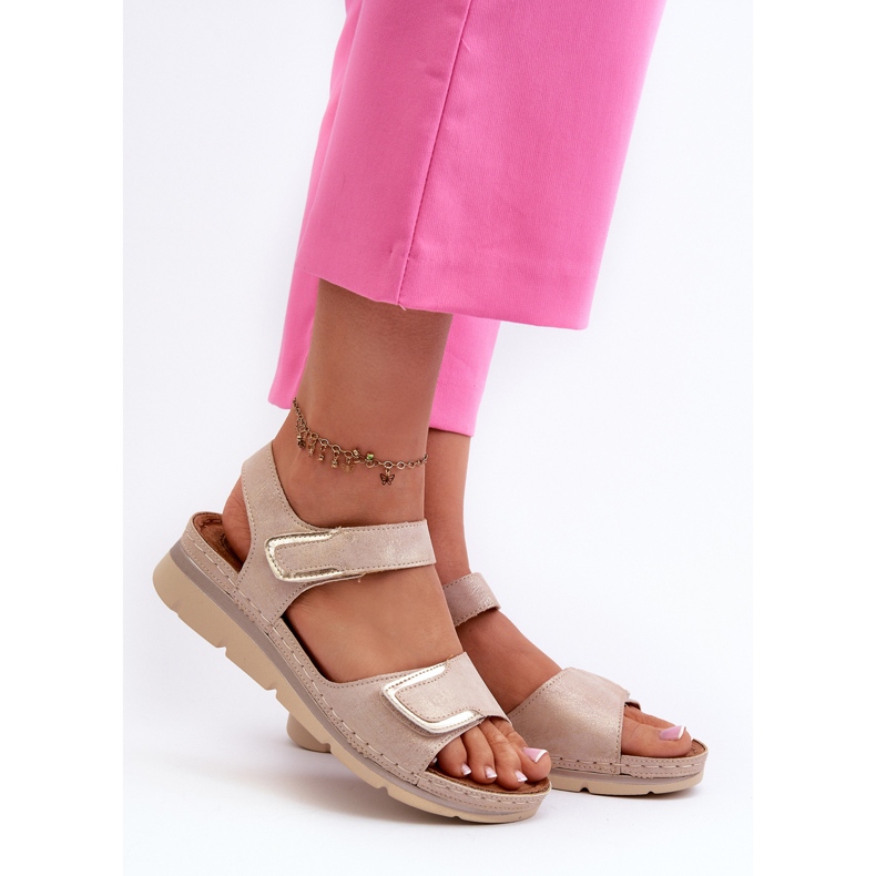 Evento Damen-Sandalen mit Klettverschluss Beige Risanni 2