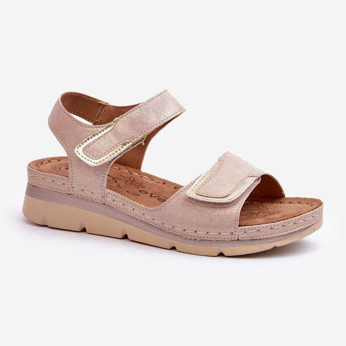 Evento Damen-Sandalen mit Klettverschluss Beige Risanni 1
