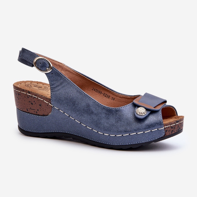 Leichte, bequeme Damen-Sandalen mit Keilabsatz, Blau Efravia 1