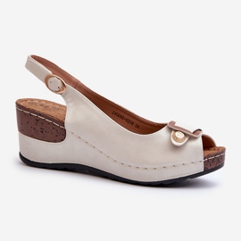 Evento Leichte Damen-Sandalen mit Keilabsatz, bequeme Schuhe in Beige und Silber von Efravia 1