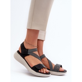 Evento Bequeme Damen-Sandalen mit Klettverschluss in Schwarz von Eladora 2