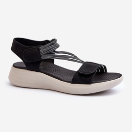 Evento Bequeme Damen-Sandalen mit Klettverschluss in Schwarz von Eladora 1