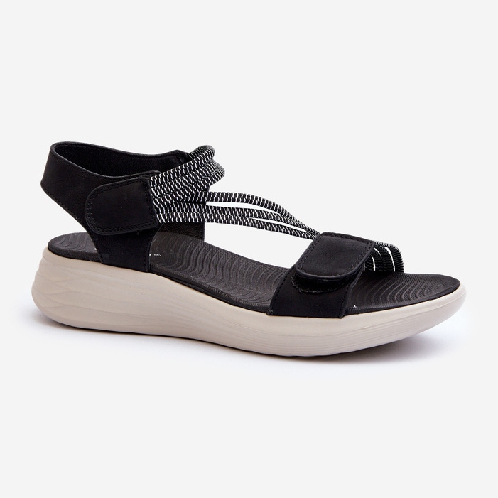 Evento Bequeme Damen-Sandalen mit Klettverschluss in Schwarz von Eladora 1