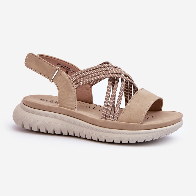 Evento Leichte, bequeme Damen-Sandalen mit Klettverschluss Beige Ceclea 1