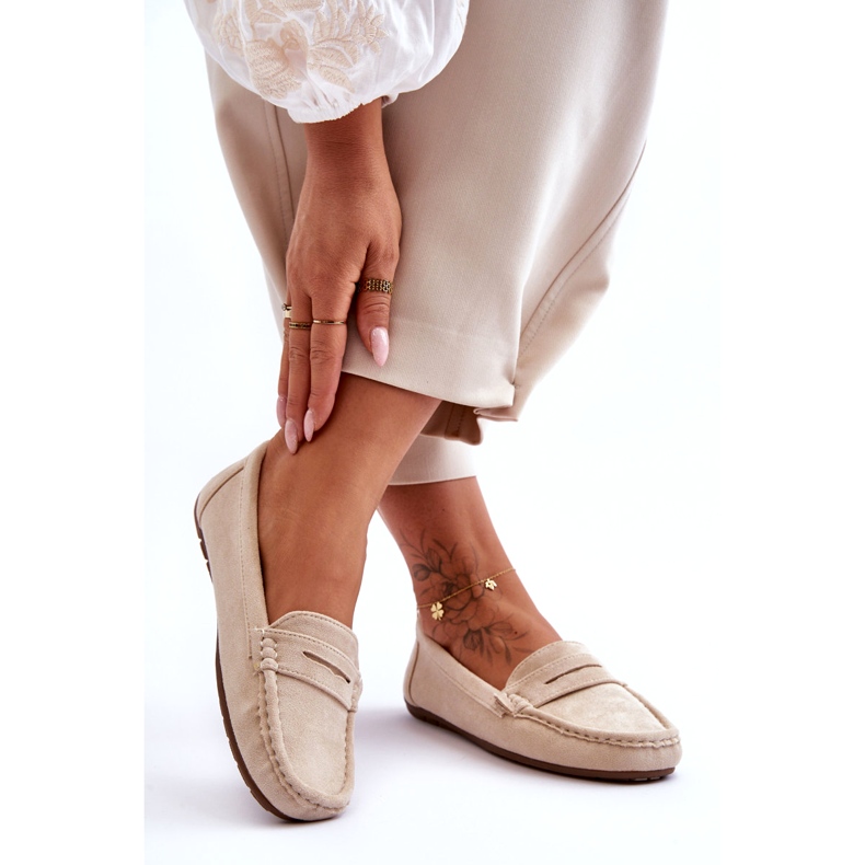 Frauen -Wildleder -Beige -Slipper 1