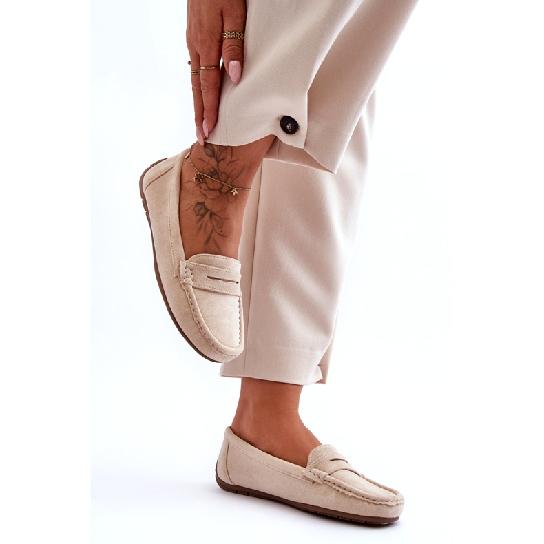 Frauen -Wildleder -Beige -Slipper 2