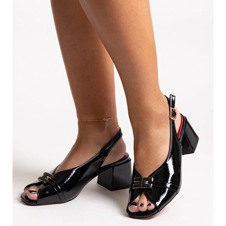 Schwarze Sandalen mit Totana-Lederinnensohle 1