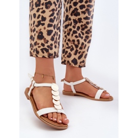 Flache Damensandalen aus Öko-Leder, Weiß Jeritellia 2