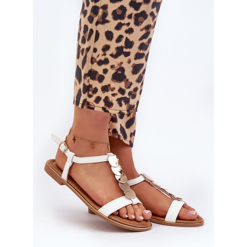 Flache Damensandalen aus Öko-Leder, Weiß Jeritellia 1