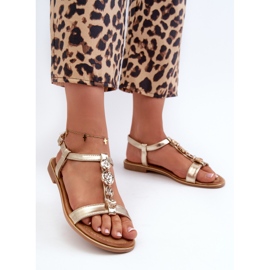 Flache Damensandalen mit goldenen Muridia-Verzierungen 2