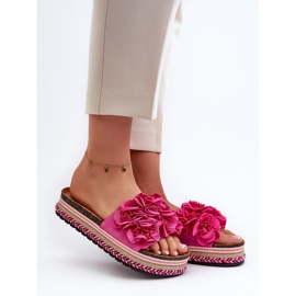 Damen-Plateau-Flip-Flops mit Blumenverzierung Fuchsia Nodina rosa 1