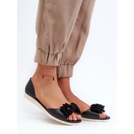 Damen-Ballerinas aus Gummi mit Schleife, Schwarz Georia 1