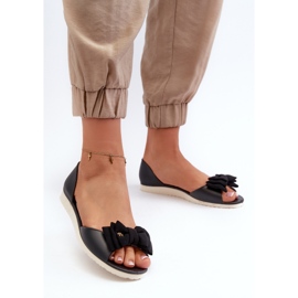 Damen-Ballerinas aus Gummi mit Schleife, Schwarz Georia 2