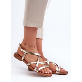 Flache Damensandalen aus Leder Maciejka 06635-25 Gold golden 2