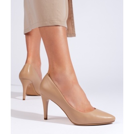 Beigefarbene Stiletto-Pumps von Sergio Leone 3