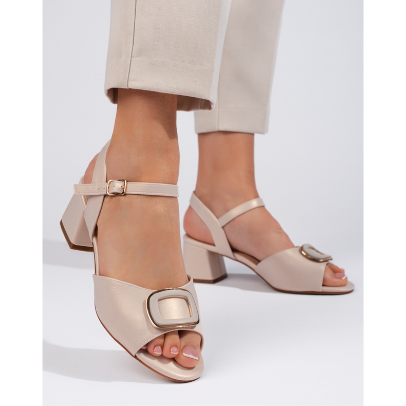 Cremefarbene Damensandalen von Sergio Leone beige 1