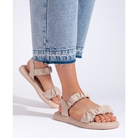 Bequeme Damen-Slip-On-Sandalen in Beige 1