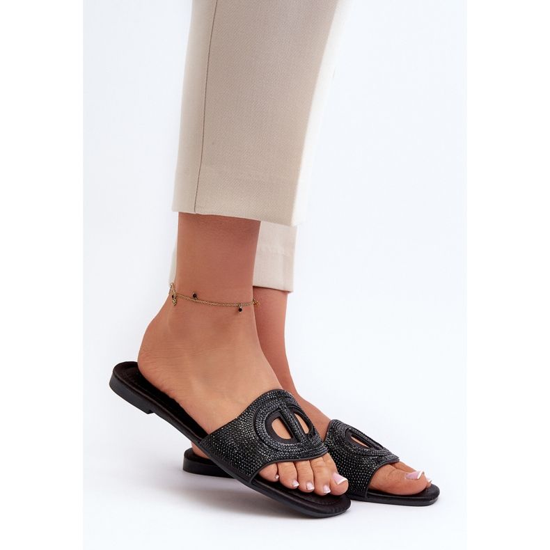 Schwarze Dimrose Damen-Flip-Flops mit flachem Absatz 1