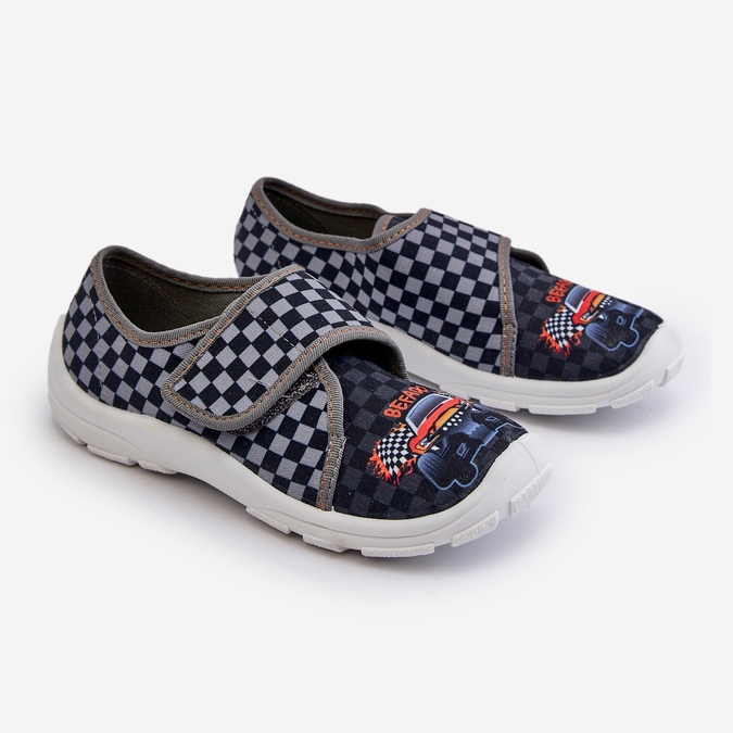 Bequeme Jungenhausschuhe mit Klettverschluss Befado 974Y540 Grau 1